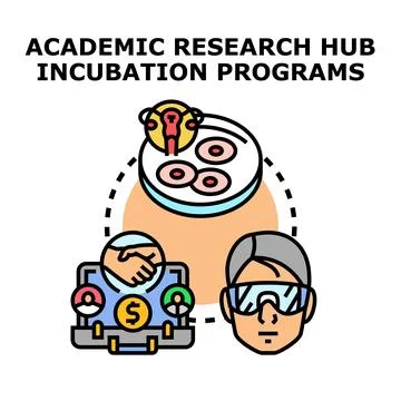 Academic research hub incubation programs concept 库存插图