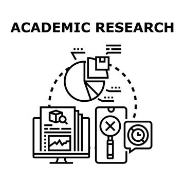Academic research process analyzing data and documents イラスト素材