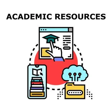 Academic resources concept exploring online learning strategies Illustrazione stock