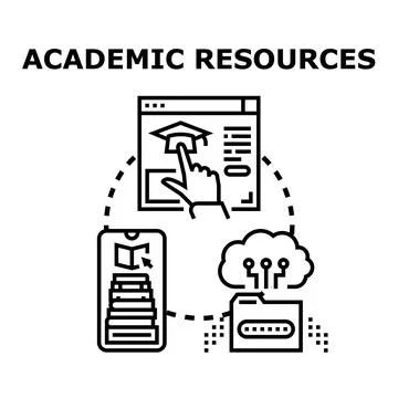 Academic resources concept exploring online learning strategies Stock Illustration