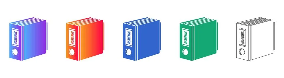 Academic Ring Binder Folder Icons Stock Illustration