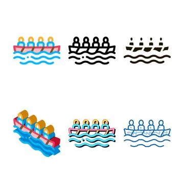 Academic rowing canoeing icon vector styleset Stock Illustration