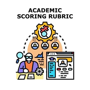 Academic scoring rubric concept evaluating student performance Stock Illustration