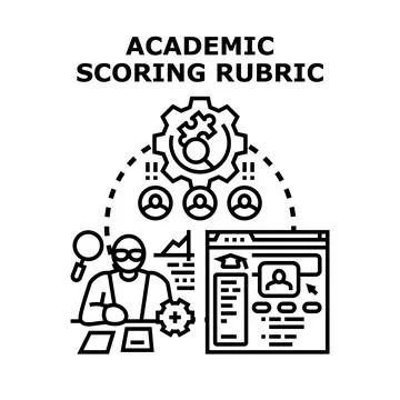 Academic scoring rubric concept evaluating student performance Stock Illustration