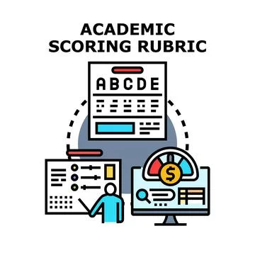 Academic scoring rubric system for educational evaluation Stock Illustration