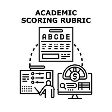 Academic scoring rubric system for educational evaluation Stock Illustration