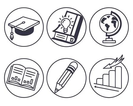 Academic Study and School Vector Icons Stock Illustration