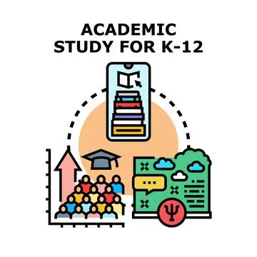 Academic study k 12 student development concept Stock Illustration