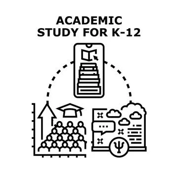 Academic study k 12 student development concept Stock Illustration