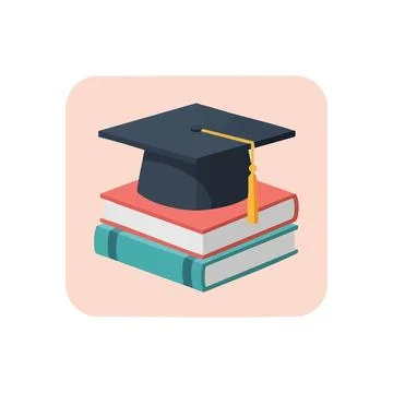 (Academic Success and Learning Icon. A vibrant illustration features a grad.. Stock Illustration