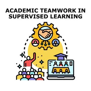 Academic teamwork in supervised learning concept illustration Stock Illustration