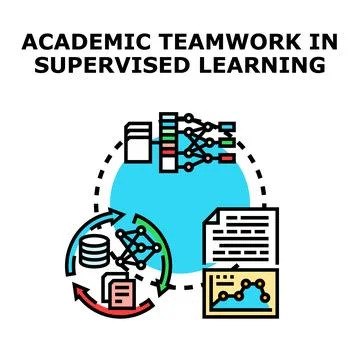 Academic teamwork in supervised machine learning process イラスト素材