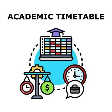 Academic timetable planning schedule and education concept Stock Illustration
