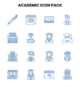 Academic Two Colour UI Icons Pack 库存插图