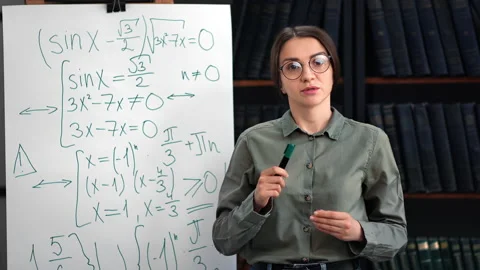 Academic woman explaining talking mathem... | Stock Video | Pond5