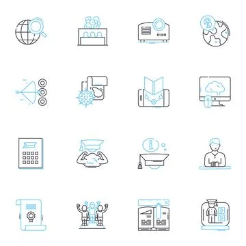 Academics linear icons set. Learning, Education, Scholarship, Studying, Research Stock Illustration