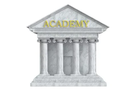 Academy building with columns, 3D rendering Stock Illustration