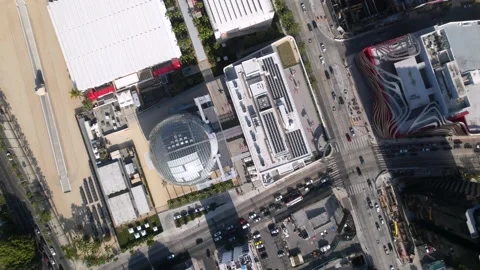 Academy Museum Sphere Top Down City Block View, 4K Stock Footage 196028297