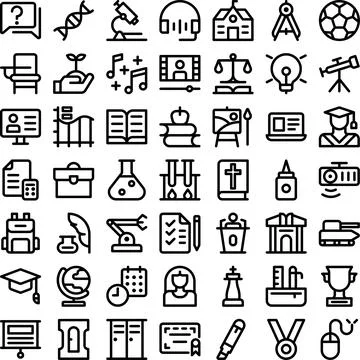 Academy School Study Learn College Education Icon Set. Perfect for user interfac Stock Illustration