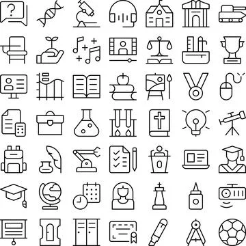 Academy School Study Learn College Education Icon Set. Perfect for user interfac Ilustración de archivo