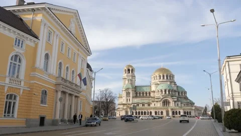 Academy of Science with St. Alexander Nevsky Cathedral,Sofia,Bulgaria Stock Footage 152907457