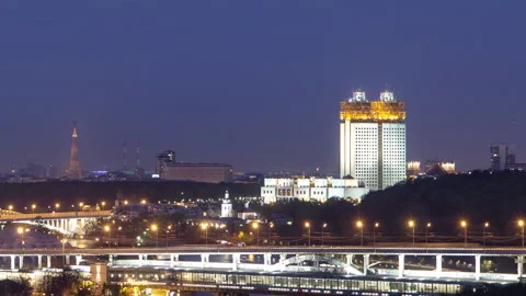 Academy of Sciences and the Shukhov Tower from the observation deck on the Stock Footage 257008035