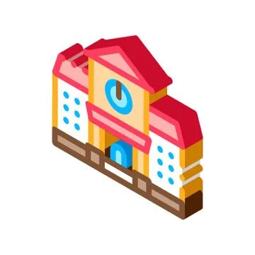 Academy Study Building isometric icon vector illustration Stock Illustration