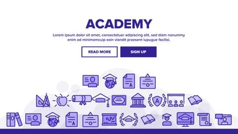 Academy Study Landing Header Vector Stock Illustration