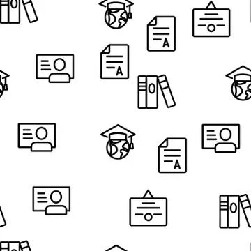 Academy Study Vector Seamless Pattern 스톡 일러스트