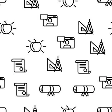 Academy Study Vector Seamless Pattern Stock Illustration