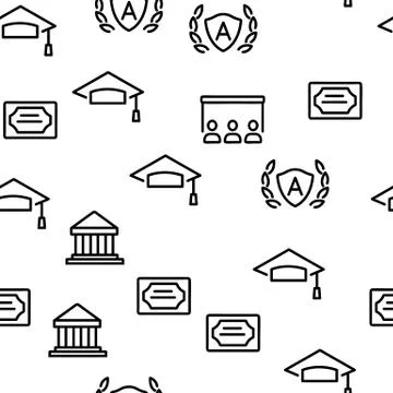 Academy Study Vector Seamless Pattern 스톡 일러스트