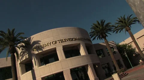 Academy of TV Arts &amp; Sciences Sign Pull Out Stock Footage 39303237