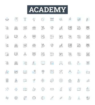 Academy vector line icons set. Academy, Education, Learning, School, Institute Stock Illustration
