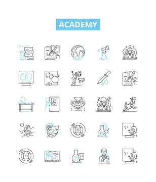 Academy vector line icons set. Academy, Education, Learning, School, Institute 스톡 일러스트