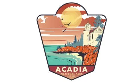 Acadia vintage artwork. Stock Illustration