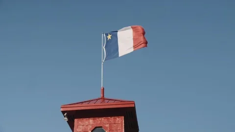 Acadian Flag Blowing in the Wind. Stock Footage 124667688