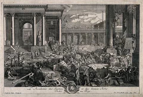 The Acadmie des Sciences et des Beaux Arts, Paris: showing a variety of sub.. Illustrazione stock