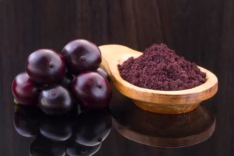Acai fruit, fruit of Amazonian origin are attributed many medicinal propertie Stock Photos