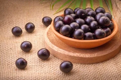 Acai fruit, fruit of Amazonian origin are attributed many medicinal propertie Stock Photos