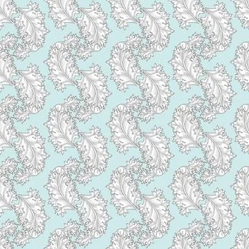 Acanthus leaf seamless pattern design on light blue background Stock Illustration