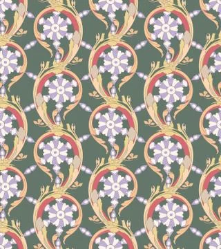 Acanthus leaves - seamless pattern Stock Illustration