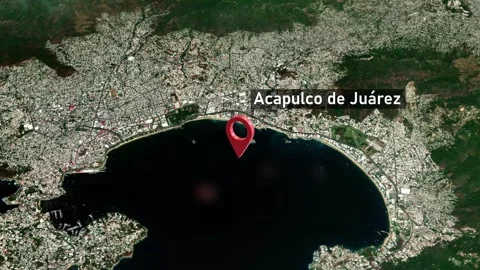 Acapulco de Juárez City Map Zoom (Mexico) from Space to Earth Video stock 242514985