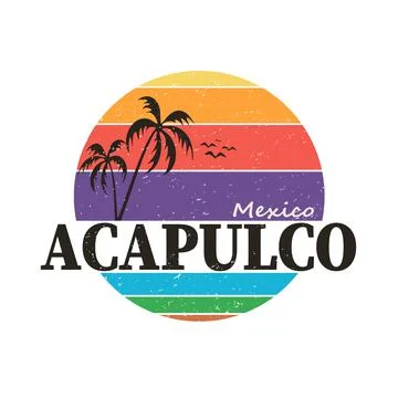 Acapulco Mexico - round vector icon, emblem design on a white background Stock Illustration