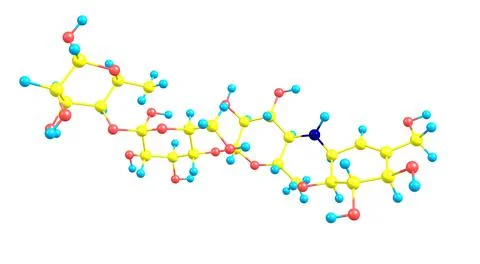 Acarbose molecular structure isolated on white Stock Illustration