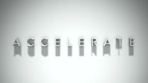 Accelerate 3D title animation with shadows on a white background Stock Footage 297127417