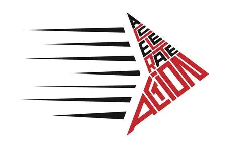 Accelerate Action lettering in arrow shape. International Women s day 2025 ba Stock Illustration
