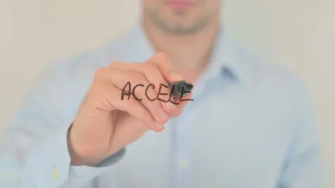 Accelerate Your Cloud, Man Writing on Transparent Screen Video stock 204926110