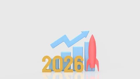 Accelerated Business Growth With Rocket Launch 2026 3d render.. Illustrazione stock