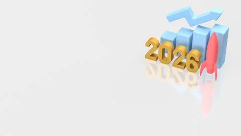 Accelerated Business Growth With Rocket Launch 2026 3d render.. Illustrazione stock