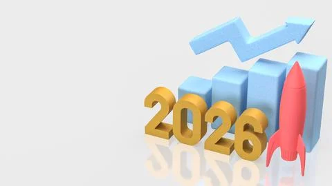 Accelerated Business Growth With Rocket Launch 2026 3d render.. イラスト素材